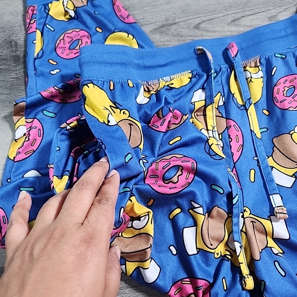 Simpsons Homer Men's Donuts Lounge Sleep Pajama Jogger Pants Size Medium - Picture 9 of 9